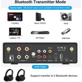 Streamer Bluetooth cu amplificare, Arylic B50, 2x50W, USB /BT, HDMI ARC, aptX HD #2