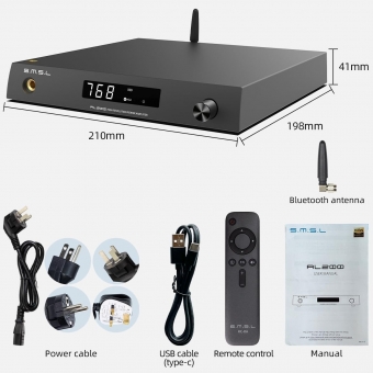 SMSL AL200 - Amplificator stereo integrat 2x160W 4 Ohm cu convertor digital MQA 32bit 768kHz DSD256 #6