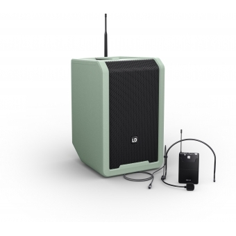 LD Systems ANNY® 8 BPH B6 GN - Boxa PA Bluetooth® portabila cu mixer și 1 microfon headset (inclusiv bodypack), Adventure Green/ 655 - 679 MHz