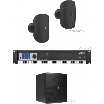 AUDAC FESTA6.3DM/B - Sistem sonorizare 2 x ATEO6DM/B + BASO10/B si SMQ350/ Negru