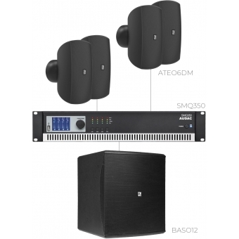AUDAC FESTA6.5DM/B - Sistem sonorizare 4 x ATEO6DM/B + BASO12/B si SMQ350/ Negru