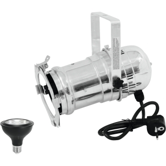 EUROLITE Set PAR-30 Spot sil+ PAR-30 230V COB 12W E-27 LED 1800-3000K dim2warm