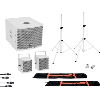 OMNITRONIC Set MOLLY 2.1 Active System Sub + 2x Top + Accessories, white