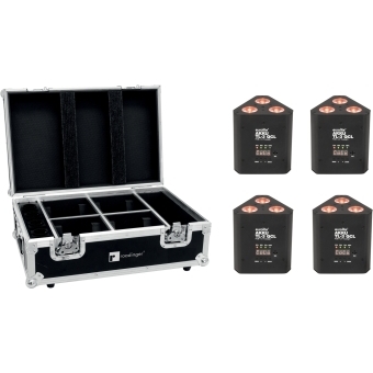 EUROLITE Set 4x AKKU TL-3 QCL RGB+UV Trusslight + Case with charging function