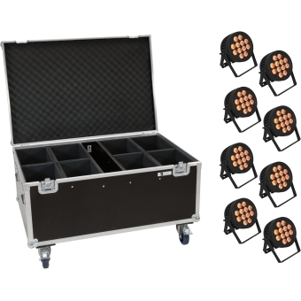 EUROLITE Set 8x LED IP PAR 12x9W SCL Spot + Case with wheels