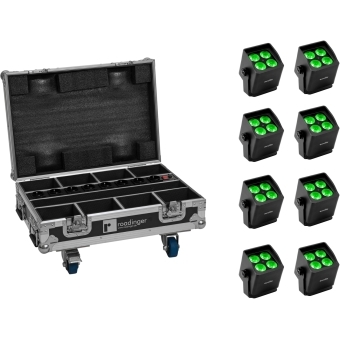 EUROLITE Set 8x AKKU Mini IP UP-4 QCL Spot MK2 + Case with charging function