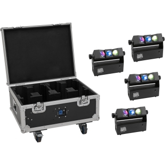 EUROLITE Set 4x AKKU MBT-3 Spot MK2 + Flightcase with wheels and charging function