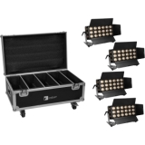 EUROLITE Set 4x LED CLS-18 QCL RGB/WW 18x7W + Flightcase with wheels