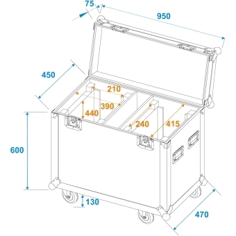 ROADINGER Flightcase 2x IP TMH-H760 with wheels #6