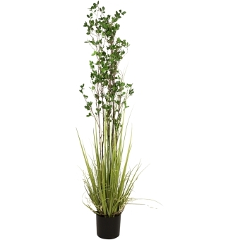 EUROPALMS Evergreen shrub with grass, artificial plant, 182cm