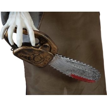 EUROPALMS Halloween Figure Zombie with chainsaw, animated, 170cm #5