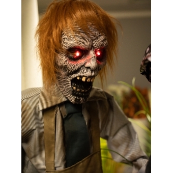 EUROPALMS Halloween Figure Zombie with chainsaw, animated, 170cm #7