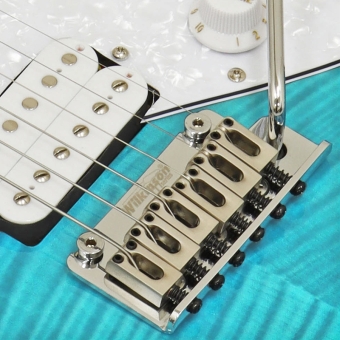 Aria PRO II 714-MK2 TQBL - Chitara electrica din artar flambat/ Turqoise Blue #10