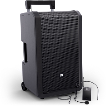 LD Systems ANNY® 12 BPH B5 - Boxă Bluetooth® portabila de 12" pe baterii, cu mixer și 1 × microfon cu cască (inclusiv bodypack)