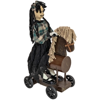 EUROPALMS Halloween Figure Girl on Pony, animated, 90cm