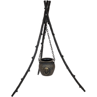 EUROPALMS Halloween Witch Cauldron with Tripod, animated, 145cm
