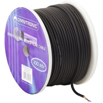 OMNITRONIC Microphone Cable 2x0.22 100m bk + plugs